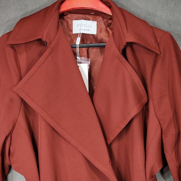 Estelle Georgie Trench Coat 1X 16W Women Ginger Orange Red Pockets EJ231100 NEW - Picture 10 of 16